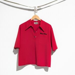 Hache Wool Blend Vintage Bowling Shirt Black Bird